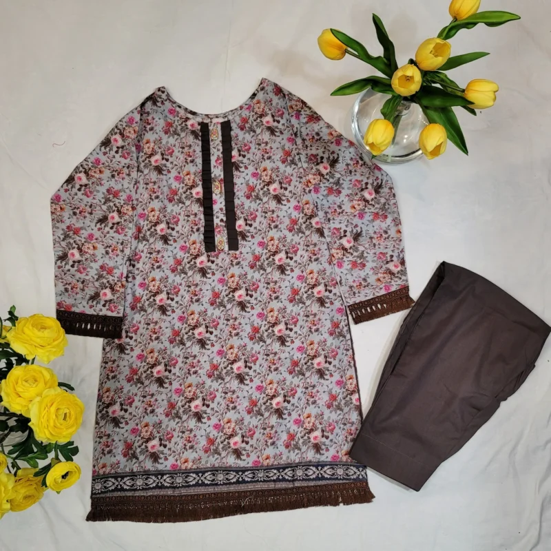 Grayish 2 Piece Shalwar Kameez - Pakistani Indian Style - Medium