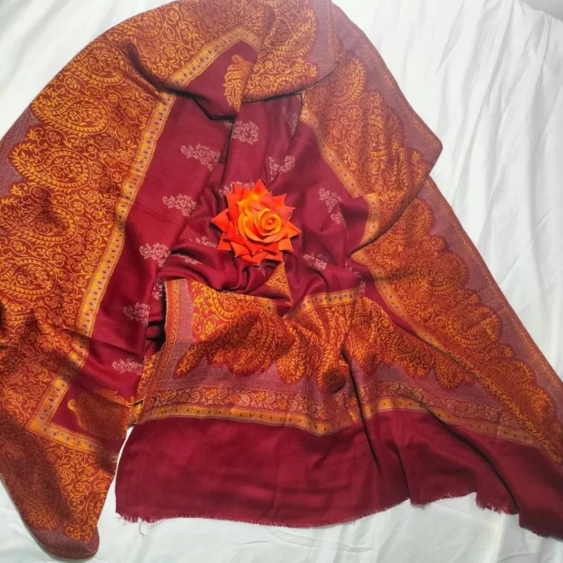 Handmade Kashmiri Red Shawl- Pakistani Indian